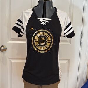 Majestic Boston Bruins NHL Hockey Jersey Shirt Sequence & Gems Women's Sz Medium